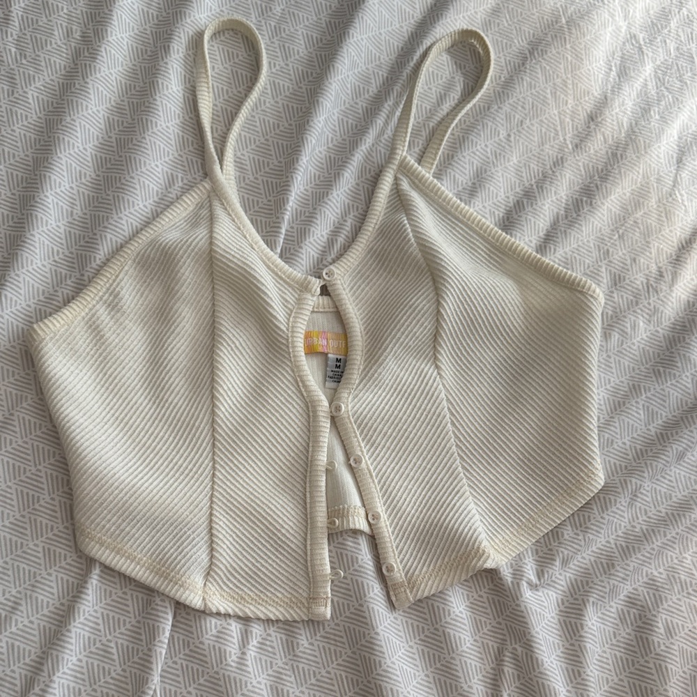 Urban Outfitters Cream Ribbed Crop Top